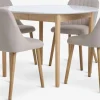Best MARSTRAND + ADSLEVMesa MARSTRAND Ø110 blanco + 4 sillas ADSLEV beis Mesas De Comedor|Conjuntos De Comedor