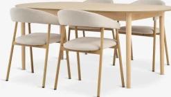 Outlet MARSTRAND + EJSINGMesa MARSTRAND L200 roble natural + 4 sillas EJSING beis Mesas De Comedor|Conjuntos De Comedor