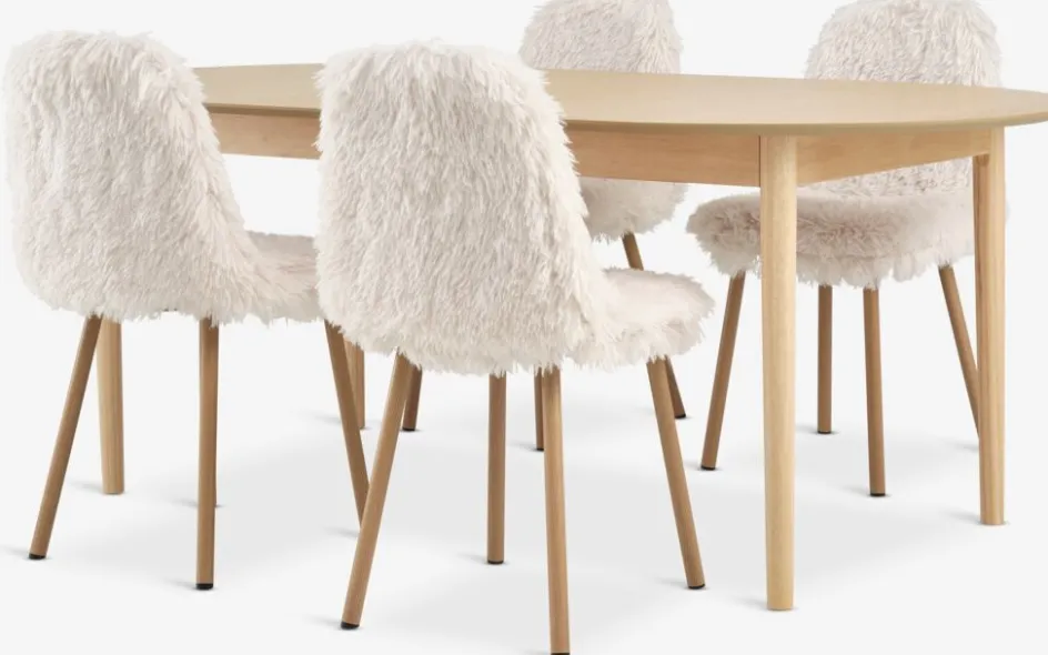 MARSTRAND + JONSTRUPMesa MARSTRAND L200/280 roble + 4 sillas JONSTRUP felpa Mesas De Comedor|Conjuntos De Comedor