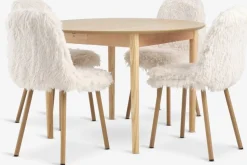 Discount MARSTRAND + JONSTRUPMesa MARSTRAND Ø110 roble + 4 JONSTRUP felpa blanco crudo Mesas De Comedor|Conjuntos De Comedor