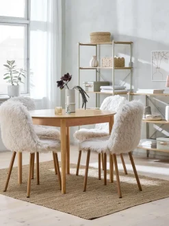 Discount MARSTRAND + JONSTRUPMesa MARSTRAND Ø110 roble + 4 JONSTRUP felpa blanco crudo Mesas De Comedor|Conjuntos De Comedor