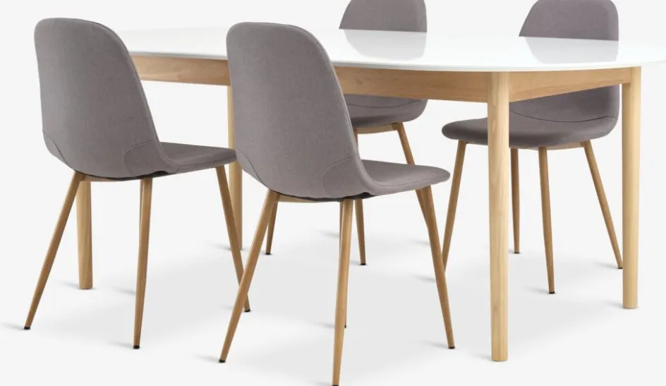 MARSTRAND + JONSTRUPMesa MARSTRAND L200/280 blanco + 4 JONSTRUP gris Mesas De Comedor|Conjuntos De Comedor
