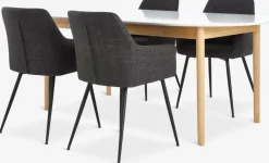 Outlet MARSTRAND + PURHUSMesa MARSTRAND L200/280 blanco + 4 sillas PURHUS gris Mesas De Comedor|Conjuntos De Comedor