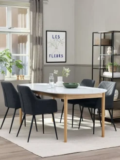 Outlet MARSTRAND + PURHUSMesa MARSTRAND L200/280 blanco + 4 sillas PURHUS gris Mesas De Comedor|Conjuntos De Comedor