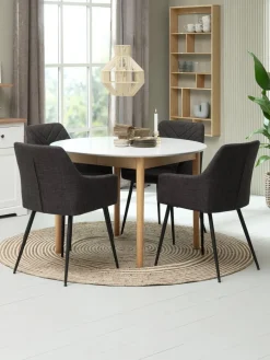 Online MARSTRAND + PURHUSMesa MARSTRAND Ø110 blanco + 4 sillas PURHUS gris Mesas De Comedor|Conjuntos De Comedor