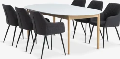 Online MARSTRAND + PURHUSMesa MARSTRAND Ø110 blanco + 4 sillas PURHUS gris Mesas De Comedor|Conjuntos De Comedor