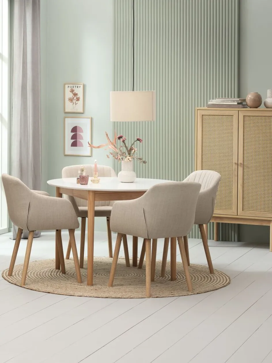 New MARSTRANDMesa de comedor MARSTRAND Ø110/110x200 blanco/natural Mesas De Comedor