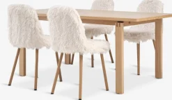 MEJLSKOV + JONSTRUPMesa MEJLSKOV L180 roble + 4 JONSTRUP felpa blanco crudo Mesas De Comedor|Conjuntos De Comedor
