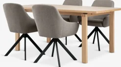 Outlet MEJLSKOV + ROSTRUPMesa MEJLSKOV L180 roble + 4 sillas ROSTRUP arena/negro Mesas De Comedor|Conjuntos De Comedor
