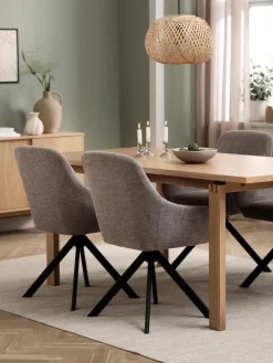 Outlet MEJLSKOV + ROSTRUPMesa MEJLSKOV L180 roble + 4 sillas ROSTRUP arena/negro Mesas De Comedor|Conjuntos De Comedor