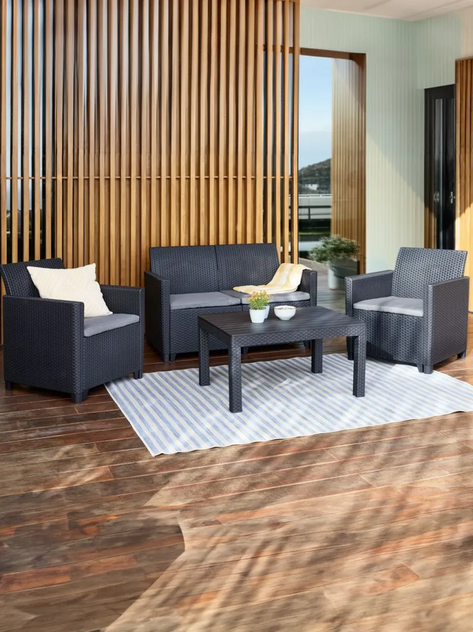 Outlet MOLDEConjunto muebles jardín MOLDE 4 plazas gris Conjuntos Mesa Y Sillas De Jardín|Muebles De Jardín