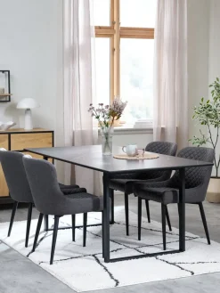 MOSELUND + PEBRINGEMesa MOSELUND L180 cerámica + 4 PEBRINGE gris/negro Mesas De Comedor|Conjuntos De Comedor