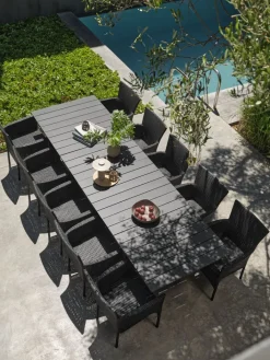 Best MOSS + AIDTMesa MOSS L214/315 gris + 4 sillas AIDT negro Conjuntos Mesa Y Sillas De Jardín
