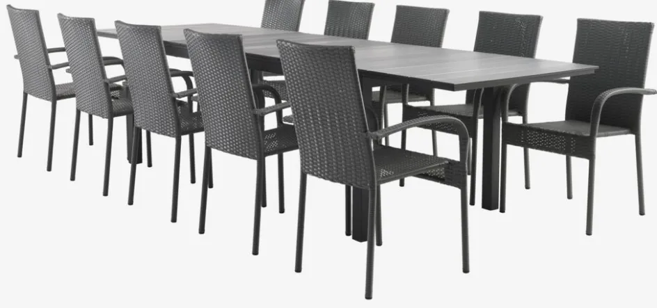 Discount MOSS + GUDHJEMMesa MOSS L214/315 + 4 sillas GUDHJEM gris Conjuntos Mesa Y Sillas De Jardín