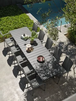 Discount MOSS + GUDHJEMMesa MOSS L214/315 + 4 sillas GUDHJEM gris Conjuntos Mesa Y Sillas De Jardín