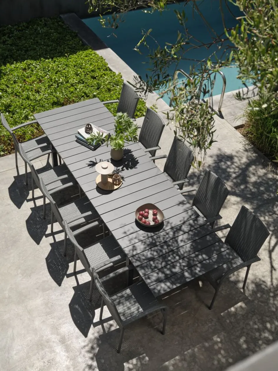 Discount MOSS + GUDHJEMMesa MOSS L214/315 + 4 sillas GUDHJEM gris Conjuntos Mesa Y Sillas De Jardín