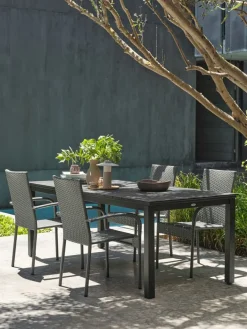 Discount MOSS + GUDHJEMMesa MOSS L214/315 + 4 sillas GUDHJEM gris Conjuntos Mesa Y Sillas De Jardín