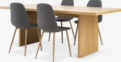 Discount MUNKEBY + JONSTRUPMesa MUNKEBY L220 roble cálido + 4 JONSTRUP asfalto Mesas De Comedor|Conjuntos De Comedor