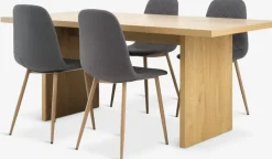 New MUNKEBY + JONSTRUPMesa MUNKEBY L180 roble cálido + 4 JONSTRUP asfalto Mesas De Comedor|Conjuntos De Comedor