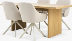 Sale MUNKEBY + ROSTRUPMesa MUNKEBY L180 roble cálido + 4 sillas ROSTRUP beis Mesas De Comedor|Conjuntos De Comedor