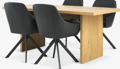 MUNKEBY + ROSTRUPMesa MUNKEBY L180 roble cálido + 4 sillas ROSTRUP negro Mesas De Comedor|Conjuntos De Comedor