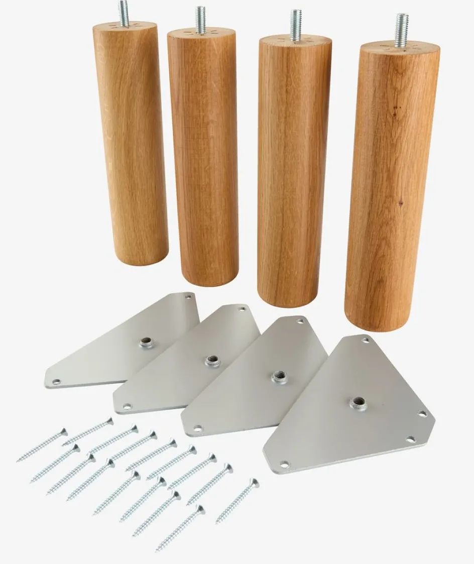 NAKKELVAPatas de cama Ø5xA20cm NAKKELVA roble 4 unidades Patas Para Somier
