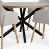 Outlet NORTOFT + ADSLEVMesa NORTOFT Ø120 roble cálido + 4 sillas ADSLEV beis Mesas De Comedor|Conjuntos De Comedor