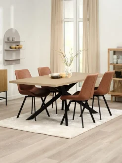 Best NORTOFT + HYGUMMesa NORTOFT L200 roble cálido + 4 sillas HYGUM marrón/negro Mesas De Comedor|Conjuntos De Comedor
