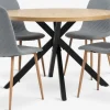 New NORTOFT + JONSTRUPMesa NORTOFT Ø120 roble cálido +4 sillas JONSTRUP azul claro Mesas De Comedor|Conjuntos De Comedor
