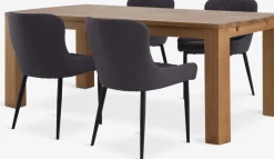 Discount OLDE + PEBRINGEMesa OLDE L200 roble natural + 4 sillas PEBRINGE gris/negro Mesas De Comedor|Conjuntos De Comedor