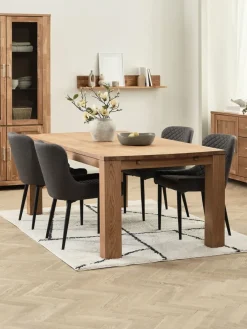 Discount OLDE + PEBRINGEMesa OLDE L200 roble natural + 4 sillas PEBRINGE gris/negro Mesas De Comedor|Conjuntos De Comedor