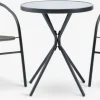 Discount RADSTRUP + GRENAAMesa RADSTRUP Ø60 negro + 2 sillas GRENAA gris Conjuntos Mesa Y Sillas De Jardín