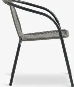 Discount RADSTRUP + GRENAAMesa RADSTRUP Ø60 negro + 2 sillas GRENAA gris Conjuntos Mesa Y Sillas De Jardín