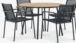Sale RANGSTRUP + NABEMesa RANGSTRUP Ø110 natural/negro + 4 sillas NABE negro Conjuntos Mesa Y Sillas De Jardín