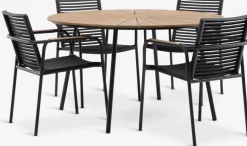 Discount RANGSTRUP + NABEMesa RANGSTRUP Ø130 natural/negro + 4 sillas NABE negro Conjuntos Mesa Y Sillas De Jardín