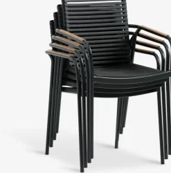 Discount RANGSTRUP + NABEMesa RANGSTRUP Ø130 natural/negro + 4 sillas NABE negro Conjuntos Mesa Y Sillas De Jardín