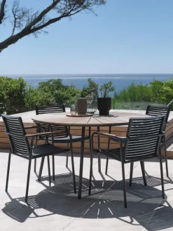 Discount RANGSTRUP + NABEMesa RANGSTRUP Ø130 natural/negro + 4 sillas NABE negro Conjuntos Mesa Y Sillas De Jardín