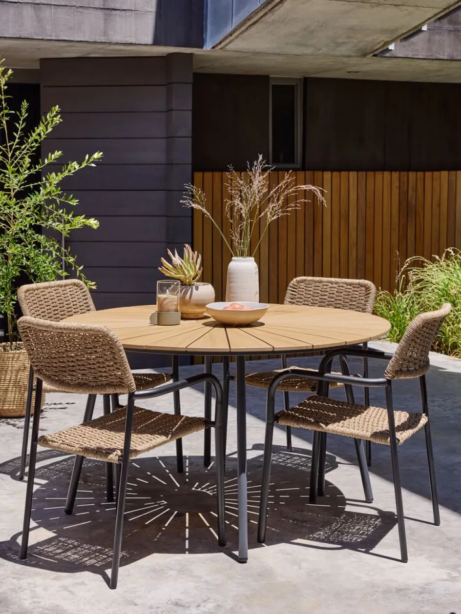 Hot RANGSTRUP + ORKANGERMesa RANGSTRUP Ø130 + 4 sillas ORKANGER natural Conjuntos Mesa Y Sillas De Jardín