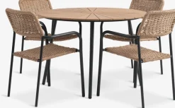 Sale RANGSTRUP + ORKANGERMesa RANGSTRUP Ø110 + 4 sillas ORKANGER natural Conjuntos Mesa Y Sillas De Jardín