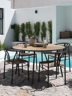 RANGSTRUP + TAGMARKMesa RANGSTRUP Ø130 natural/negro + 4 sillas TAGMARK Conjuntos Mesa Y Sillas De Jardín