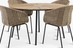 Sale RANGSTRUP + TUERNEMesa RANGSTRUP Ø130 + 4 sillas TUERNE natural Conjuntos Mesa Y Sillas De Jardín