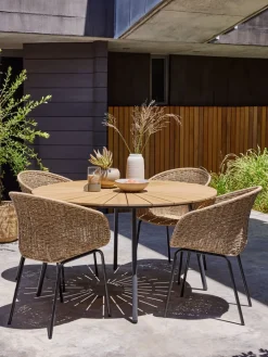 Sale RANGSTRUP + TUERNEMesa RANGSTRUP Ø130 + 4 sillas TUERNE natural Conjuntos Mesa Y Sillas De Jardín