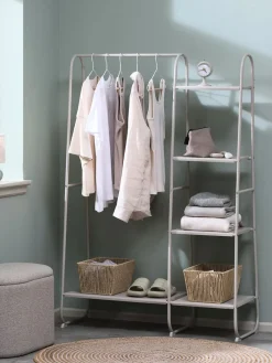 Outlet RAVNKILDEMueble recibidor RAVNKILDE 4 estantes arena claro Percheros Con Zapatero|Percheros Con Zapatero