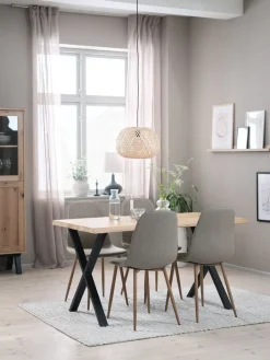New ROSLEV + BISTRUPMesa ROSLEV L140 roble natural + 4 sillas BISTRUP arena Mesas De Comedor|Conjuntos De Comedor