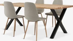 ROSLEV + BISTRUPMesa ROSLEV L200 roble natural + 4 sillas BISTRUP arena Mesas De Comedor|Conjuntos De Comedor