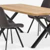 Outlet ROSLEV + HYGUMMesa ROSLEV L200 roble natural + 4 sillas HYGUM gris Mesas De Comedor|Conjuntos De Comedor