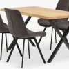 Hot ROSLEV + HYGUMMesa ROSLEV L140 roble natural + 4 sillas HYGUM gris Mesas De Comedor|Conjuntos De Comedor