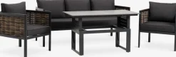 Best SALTENConjunto muebles jardín SALTEN 5 plazas secado rápido negro Conjuntos Mesa Y Sillas De Jardín|Muebles De Jardín