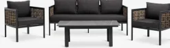 Best SALTENConjunto muebles jardín SALTEN 5 plazas secado rápido negro Conjuntos Mesa Y Sillas De Jardín|Muebles De Jardín