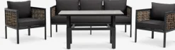 Best SALTENConjunto muebles jardín SALTEN 5 plazas secado rápido negro Conjuntos Mesa Y Sillas De Jardín|Muebles De Jardín